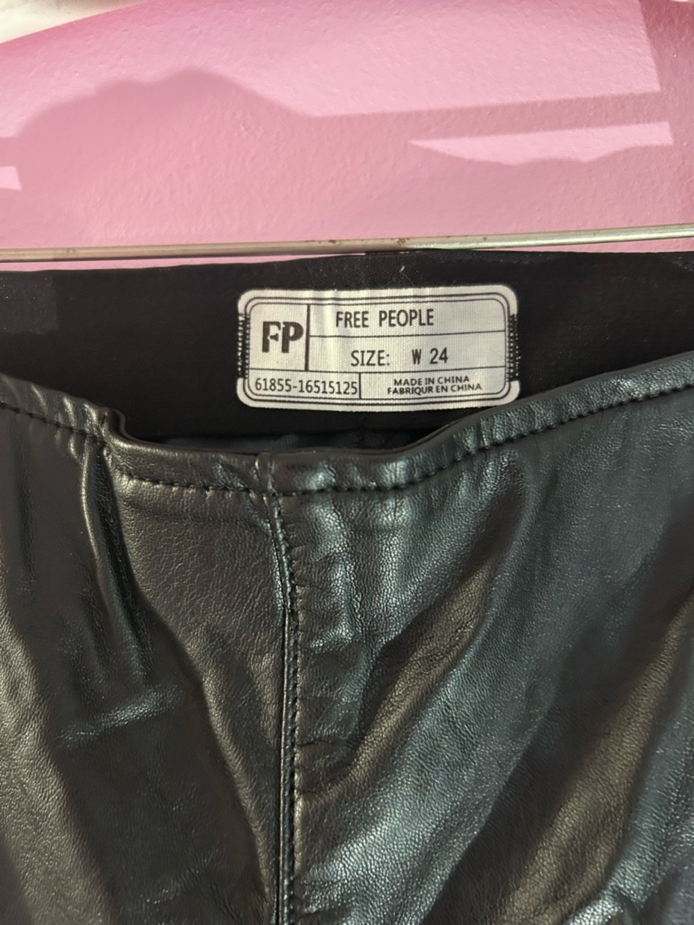 Free People Black Faux Leather Flare Jeans